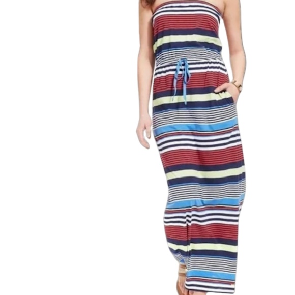 Tommy Hilfiger Strapless Nautical Maxi Dress Size Small Petite - Picture 6 of 8